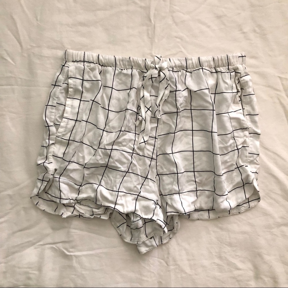 Brandy Melville White Grid Eve Shorts